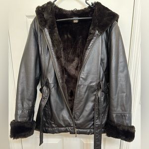 Faux fur lined Leather jacket